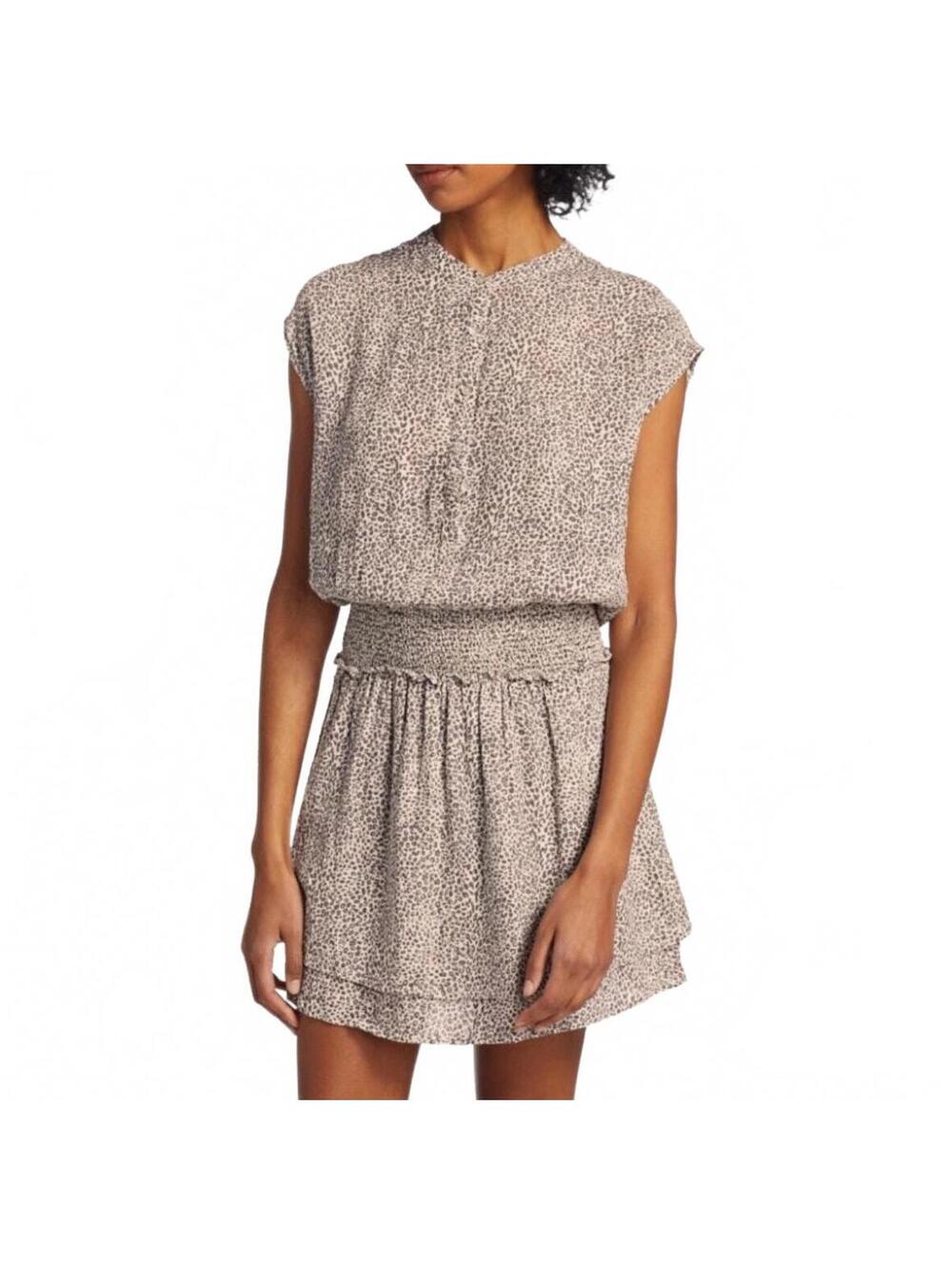 Rails Angelina Linen Blend Cheetah Print Mini Dress Small - Picture 3 of 8